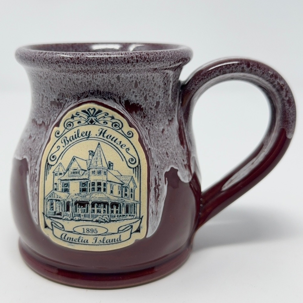 Deneen Pottery Bailey House Amelia Island 1895 Coffee Mug Blue Drip Glaze